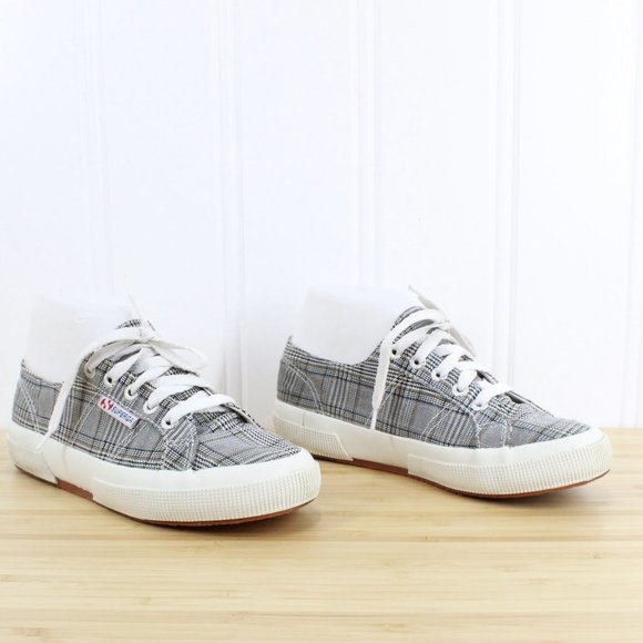Superga Checkered Black White Canvas Low Top Sneakers Size M 4.5 L 6 - Picture 3 of 9